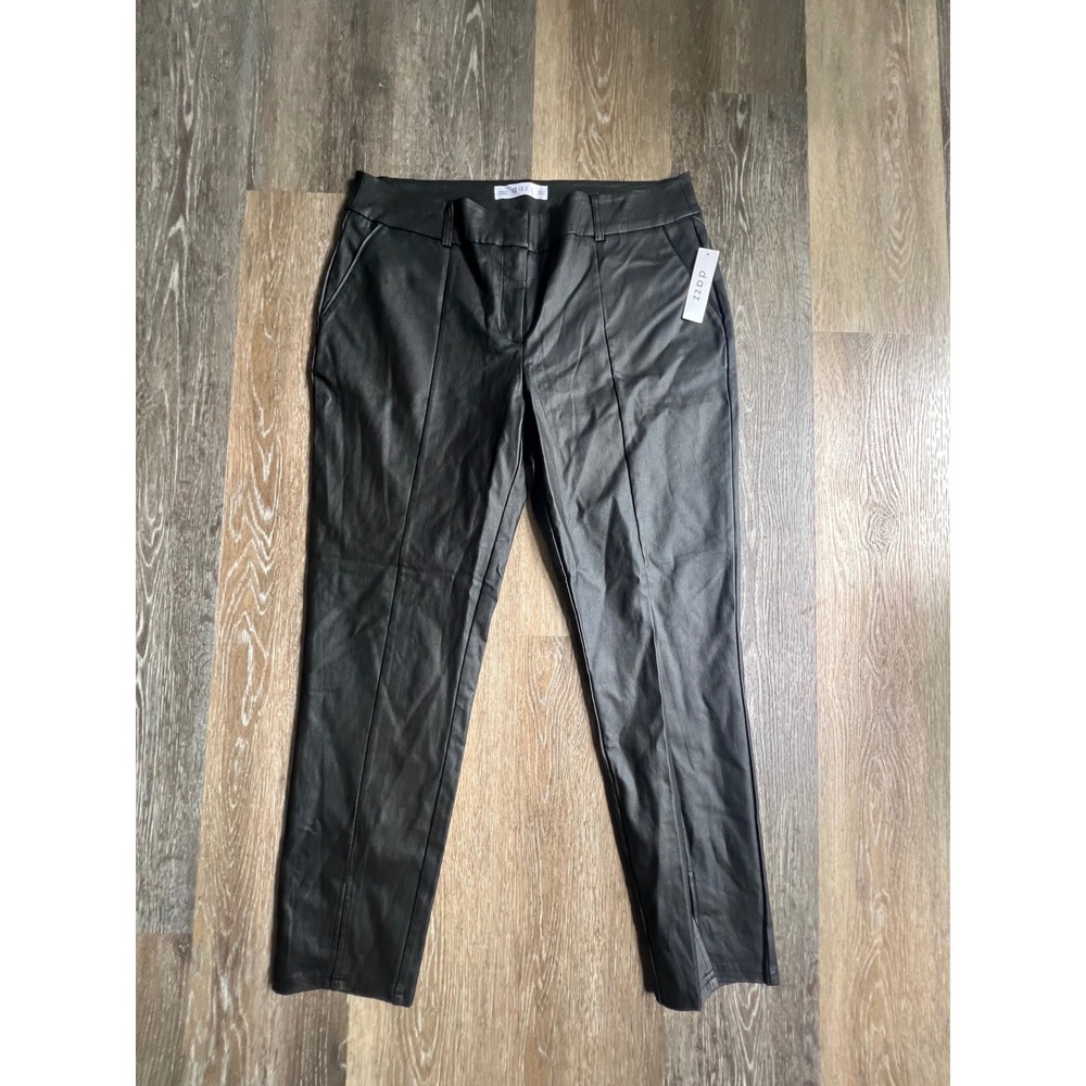 Dazz Faux Leather Trousers Women 1X Black Coated Stretch Skinny Pants D35812P‎